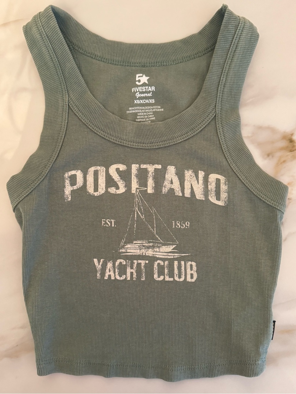 Five Star Positano Yacht Club Tank Top - Sage Green